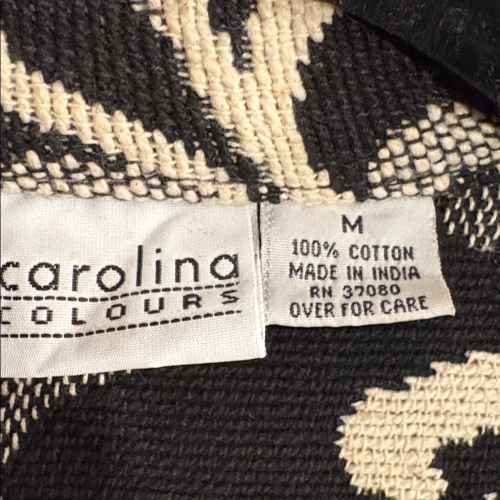Women's Black and Cream Cotton Tapestry Vintage 90s Y2K Jacket Medium 8/10 - Picture 2 of 14